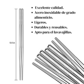 Palillos metálicos de acero inoxidable de alta calidad, reutilizables, aptos para lavavajillas, cuadrados, ligeros, antideslizantes, fáciles de usar, para el hogar, cocina, hotel, restaurante. Palillos Chinos. Palillos Coreanos.
